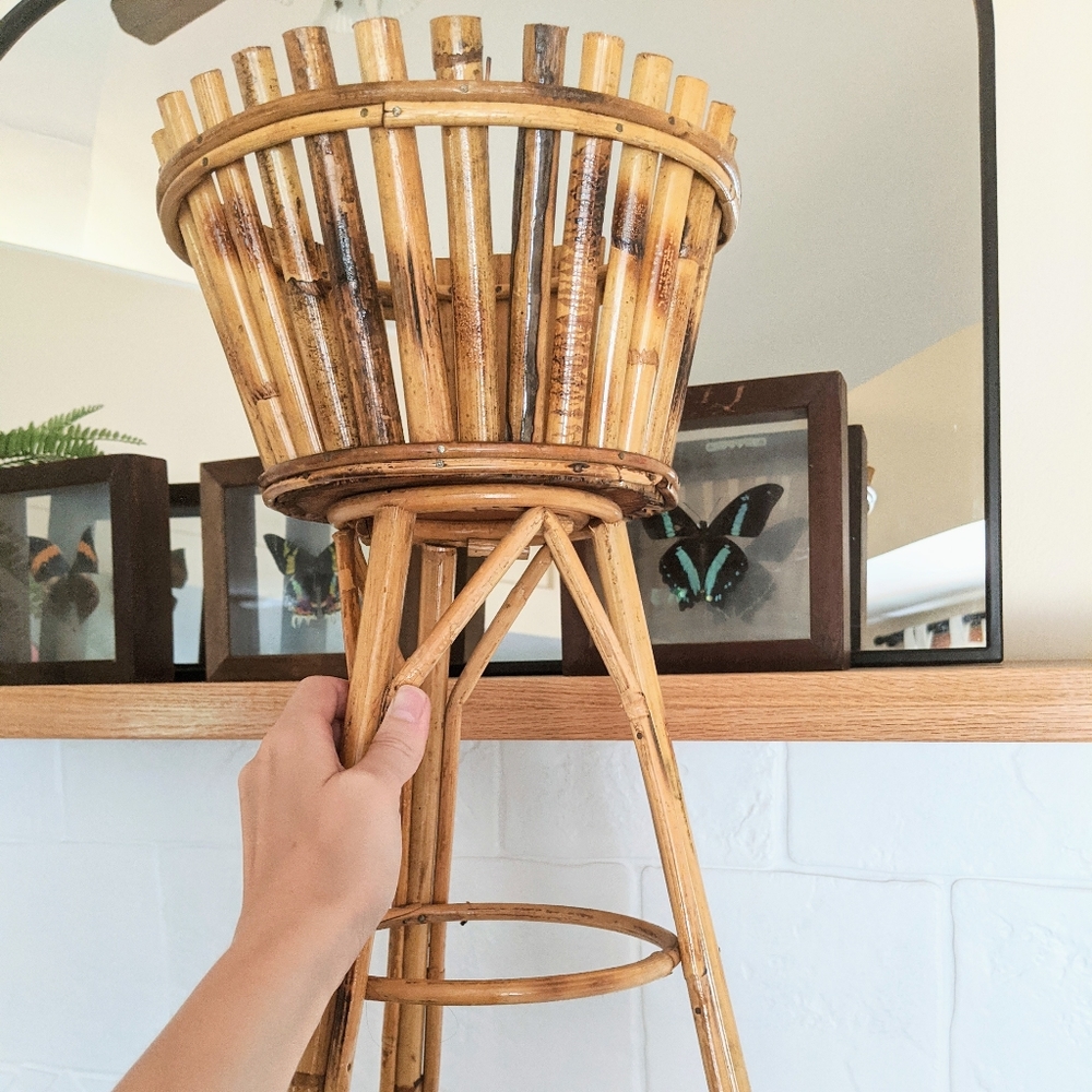 Boho Rattan Planter Stand